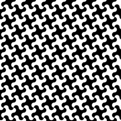Puzzle Houndstooth pattern in black and white repeats seamlessly.