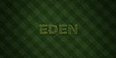 EDEN - fresh Grass letters with flowers and dandelions - 3D rendered royalty free stock image. Can be used for online banner ads and direct mailers.. - obrazy, fototapety, plakaty