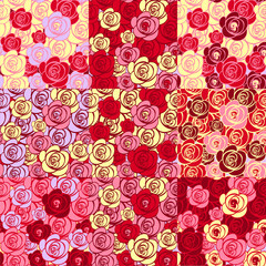 Set pattern of roses