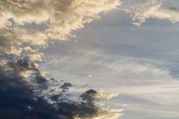 Fototapeta premium Cumulus clouds against a blue sky. Overcast. Weather forecast.