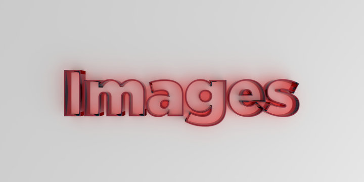 Images - Red glass text on white background - 3D rendered royalty free stock image.