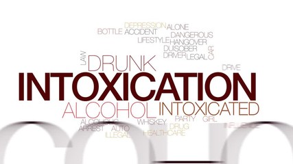 Intoxication animated word cloud, text design animation. Kinetic typography.