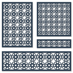 set of cards geometric ornament pattern. Decorative element for laser cutting. vintage pattern. Vector illustration.