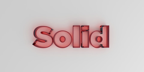Solid - Red glass text on white background - 3D rendered royalty free stock image.
