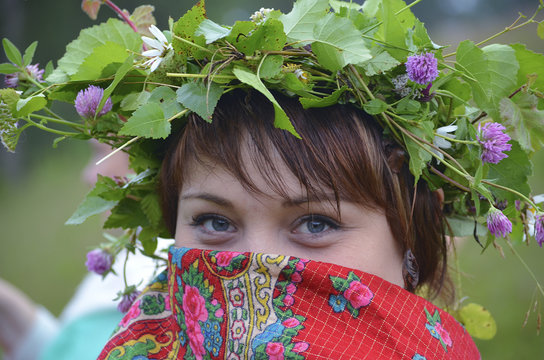 Girl With A Red Handkerchief On His Face