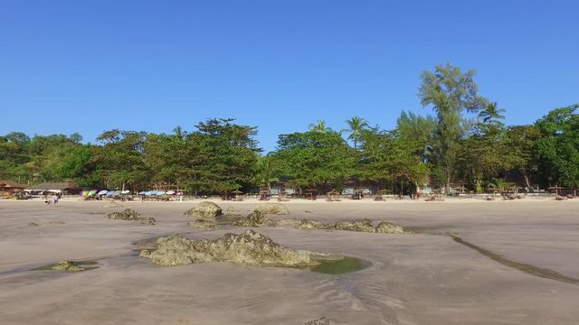 Ngapali Beach at the middle of the day when low tide in Thandwe, Myanmar.