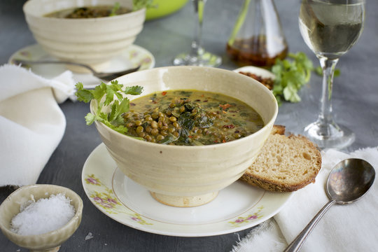 Green Lentil Coconut Soup