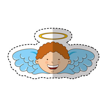 little boy angel character vector illustration design
