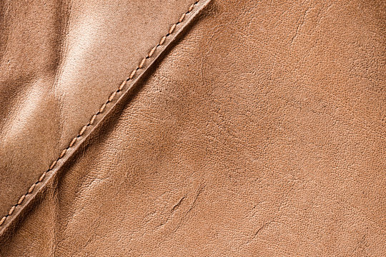 Closeup image of brown old leather texture patchwork as natural background.