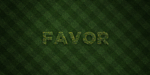 FAVOR - fresh Grass letters with flowers and dandelions - 3D rendered royalty free stock image. Can be used for online banner ads and direct mailers..