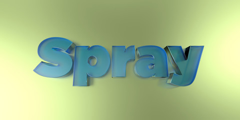 Spray - colorful glass text on vibrant background - 3D rendered royalty free stock image.