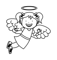 little girl angel character vector illustration design