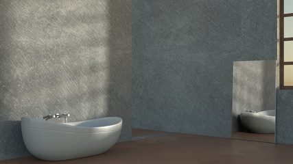 Fototapeta na wymiar Arredo 3D interno con vasca e specchio