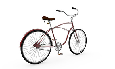 Fototapeta na wymiar Red bicycle, Bike theme elements, Street speed sport bicycle, Bike isolated on white background, Sport track bike concept - 3d Rendering