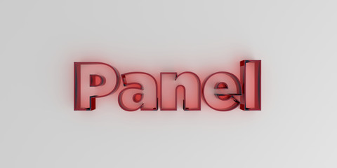Panel - Red glass text on white background - 3D rendered royalty free stock image.