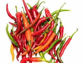 colorful fresh vegetable, capsicum, chilly pepper isolated on white background
