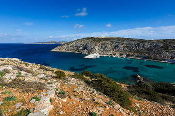 Fototapeta na wymiar Harbor of Iraklia island in Lesser Cyclades, Greece.