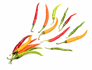 colorful fresh vegetable, capsicum, chilly pepper isolated on white background