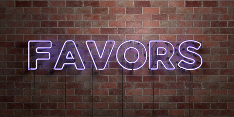 FAVORS - fluorescent Neon tube Sign on brickwork - Front view - 3D rendered royalty free stock picture. Can be used for online banner ads and direct mailers..