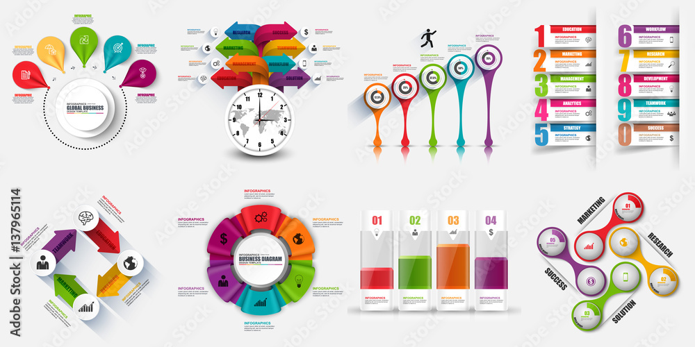 Aufkleber infographic elements data visualization vector design template. business concept with 4, 5, 8 and 10