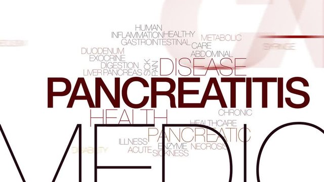 Pancreatitis animated word cloud, text design animation. Kinetic typography.