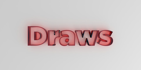 Draws - Red glass text on white background - 3D rendered royalty free stock image.