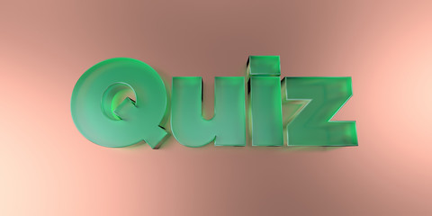 Quiz - colorful glass text on vibrant background - 3D rendered royalty free stock image.