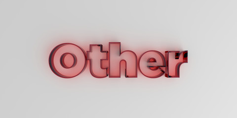 Other - Red glass text on white background - 3D rendered royalty free stock image.