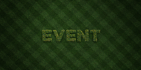 EVENT - fresh Grass letters with flowers and dandelions - 3D rendered royalty free stock image. Can be used for online banner ads and direct mailers..