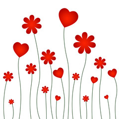 vector background with flowers and hearts