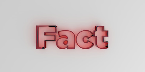 Fact - Red glass text on white background - 3D rendered royalty free stock image.