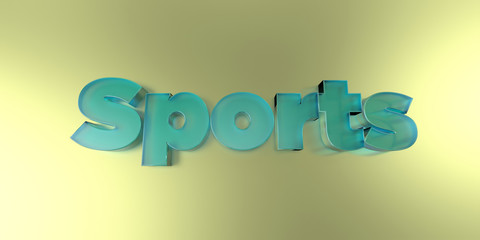 Sports - colorful glass text on vibrant background - 3D rendered royalty free stock image.