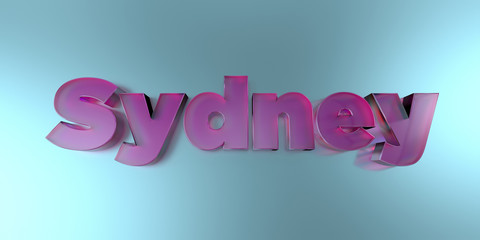 Sydney - colorful glass text on vibrant background - 3D rendered royalty free stock image.