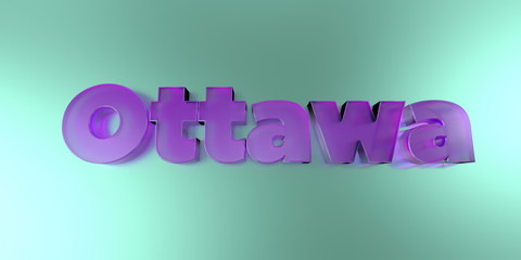 Ottawa - colorful glass text on vibrant background - 3D rendered royalty free stock image.