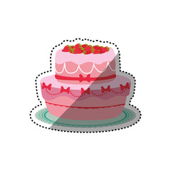 Delicious birthday cake icon vector illustration graphic design