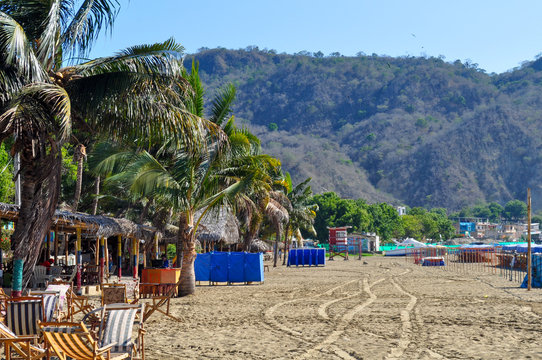 Tropical beach in Puerto Lopez, Ecuador