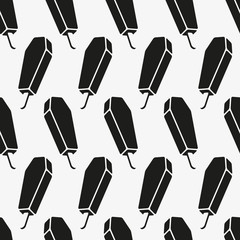 seamless pattern, repeating element coffin on a stick