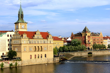 Fototapeta na wymiar Overlooking Prague on the Vltava, Czech Republic, Europe