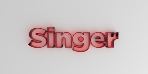 Singer - Red glass text on white background - 3D rendered royalty free stock image.