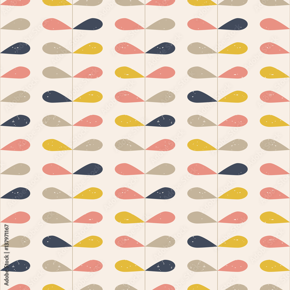 Aufkleber Vector retro style  pattern with stylized twigs and leaves in pastel colors.
