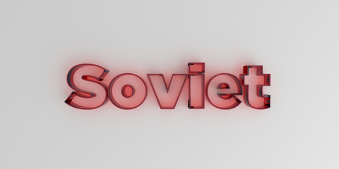 Soviet - Red glass text on white background - 3D rendered royalty free stock image.