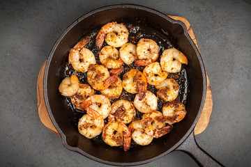 Shrimps in a skillet