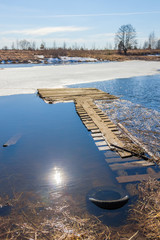 The ice on the river breaks before drifting ice. Spring. © fabrikanes