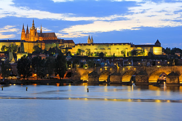 View of Prague Castle and Charles Bridge in Prague, Czech Republic, Europe