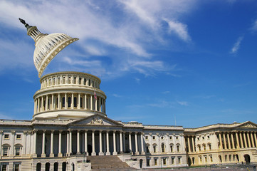 Washington capitol with its dome cracked open