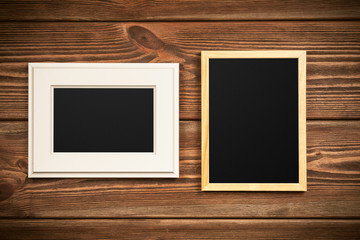 Picture frame on a wooden wall