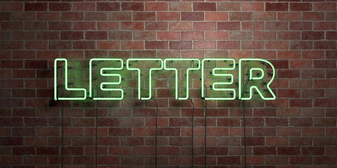 Fototapeta premium LETTER - fluorescent Neon tube Sign on brickwork - Front view - 3D rendered royalty free stock picture. Can be used for online banner ads and direct mailers..