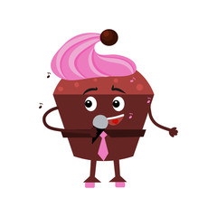 Funny cupcake. Cartoon. Flat style. Vector illustration 