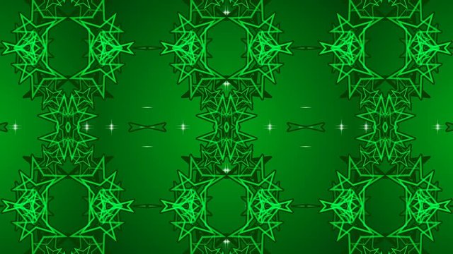 green abstract background, kaleidoscope shape, loop