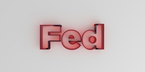 Fed - Red glass text on white background - 3D rendered royalty free stock image.